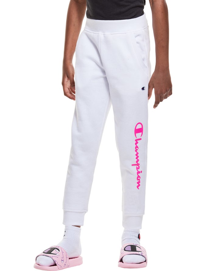 Champion Fleece Script Logo Joggingbroek Meisjes - Wit - Belgie 6384GBYVT